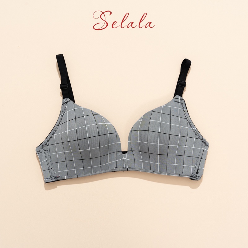 Áo Lót Su Nữ Selala Kẻ Đệm Mỏng Nâng Ngực Chống Xệ AM15