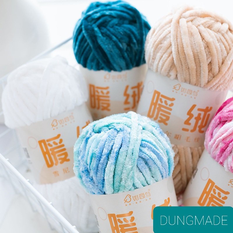 Len nhung Chenille cuộn len sợi len đan móc 100gam 1 cuộn