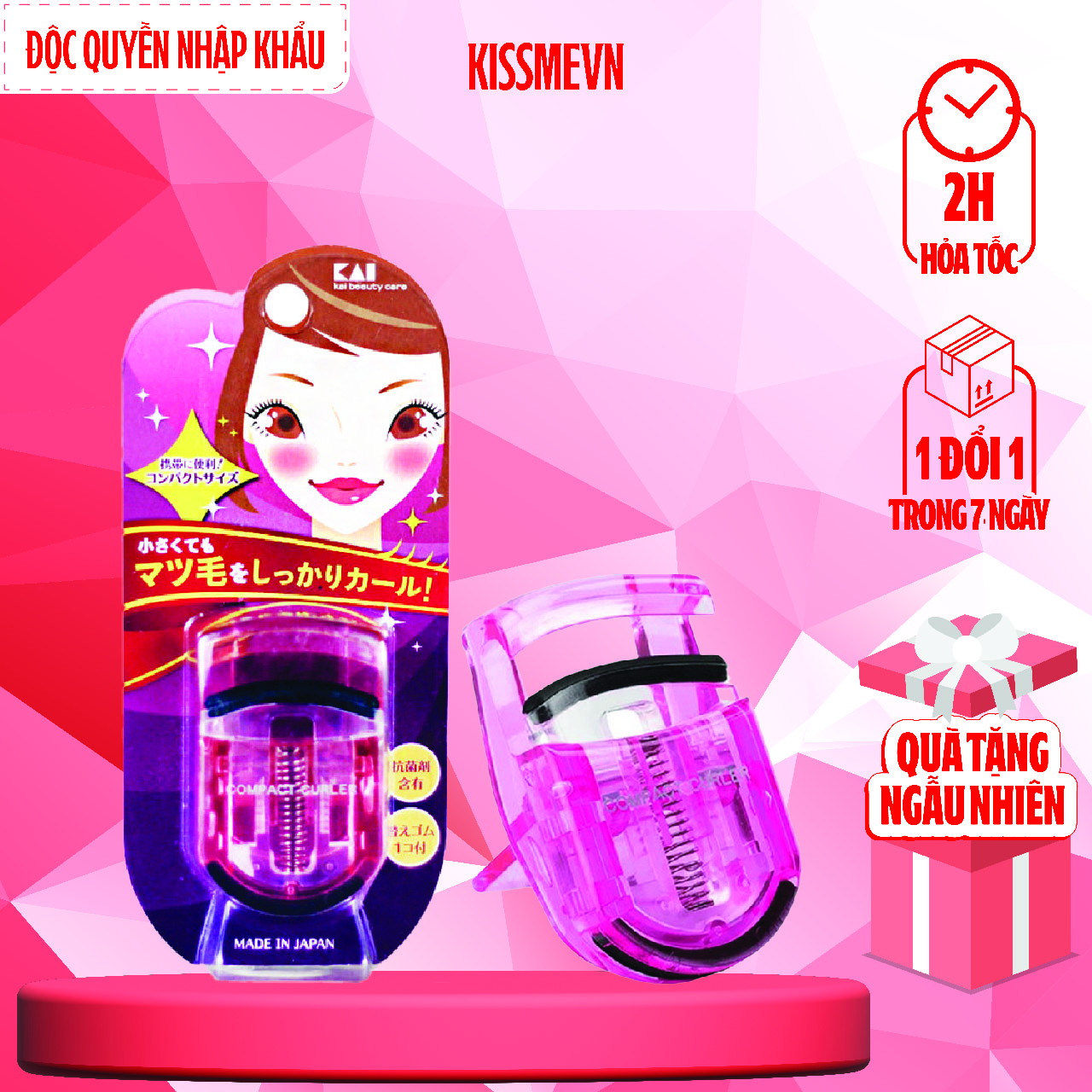 Bấm cong mi kai beauty care pretesa kq -3011 màu hồng đậm