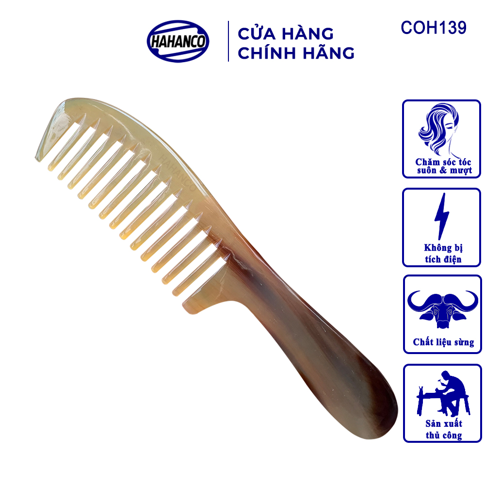 Lược sừng răng thưa Chải tóc xoăn, xù COH139 - Lược xuất Nhật - Chăm sóc tóc