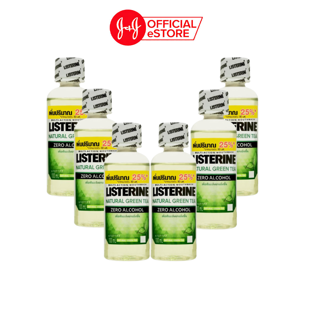 Bộ 6 chai nước súc miệng ngừa sâu răng listerine green tea zero - dung tích 100ml/chai