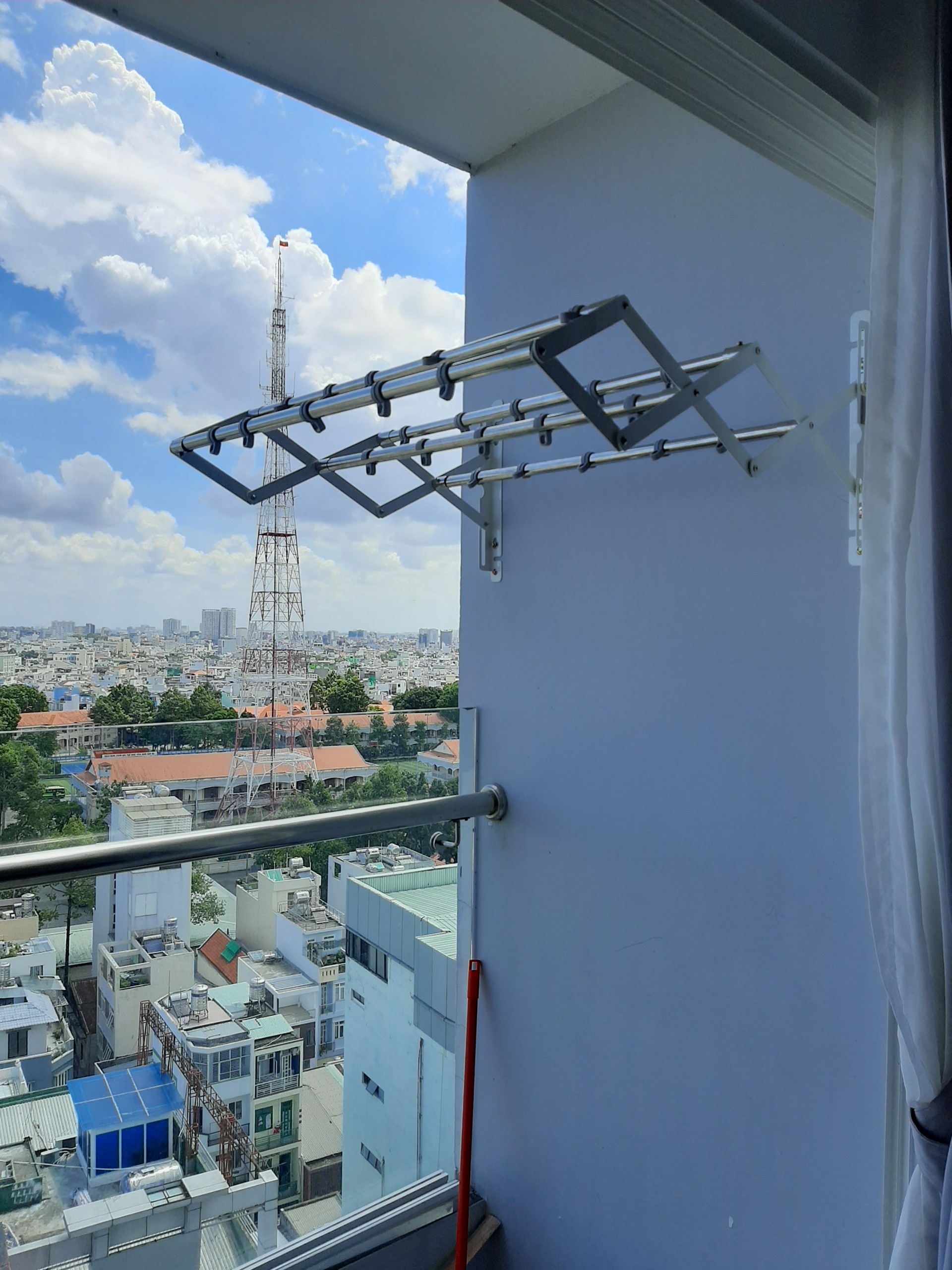 Giàn phơi xếp tường inox không thanh, Giàn phơi thông minh gắn tường, Giàn phơi đồ inox co giãn 75cm, Giàn phơi xếp tường sử dụng ống inox 22m, giá phơi quần áo, sào phơi đồ inox