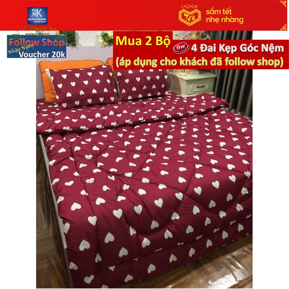 (FreeShip MAX) Set Chăn Phao Chần Bông Và Ga Gối 1m8x2m - Nhiều màu (Tặng Kèm Áo Gối Ôm)