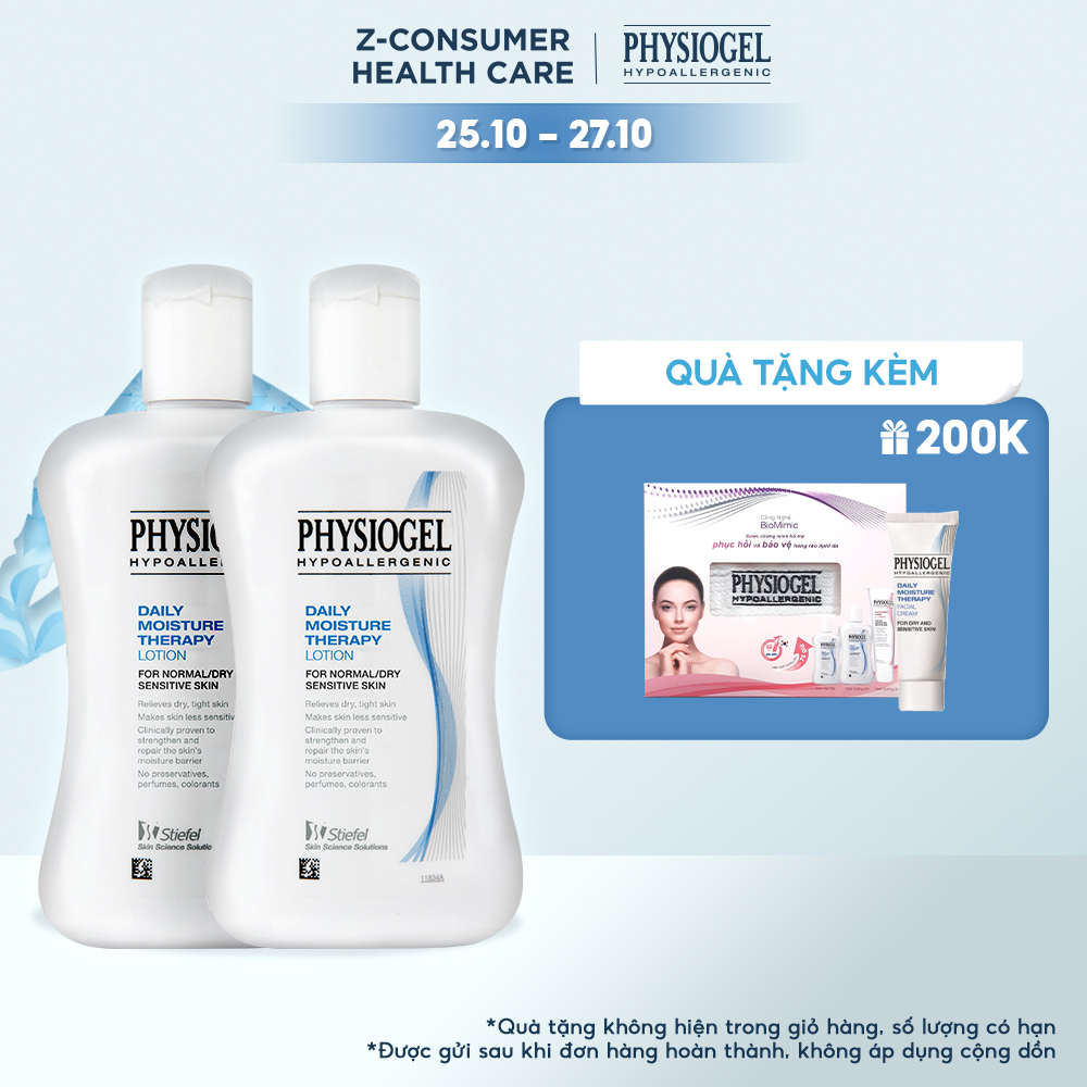 Bộ sản phẩm sữa dưỡng thể Physiogel Daily Moisture Therapy Body Lotion làm mềm da dành cho da thường và da khô