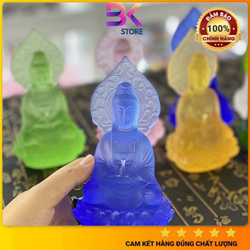Tượng quan thế âm lá bồ đề , quan thế âm đá lưu ly cao cấp - cao 13cm bk store