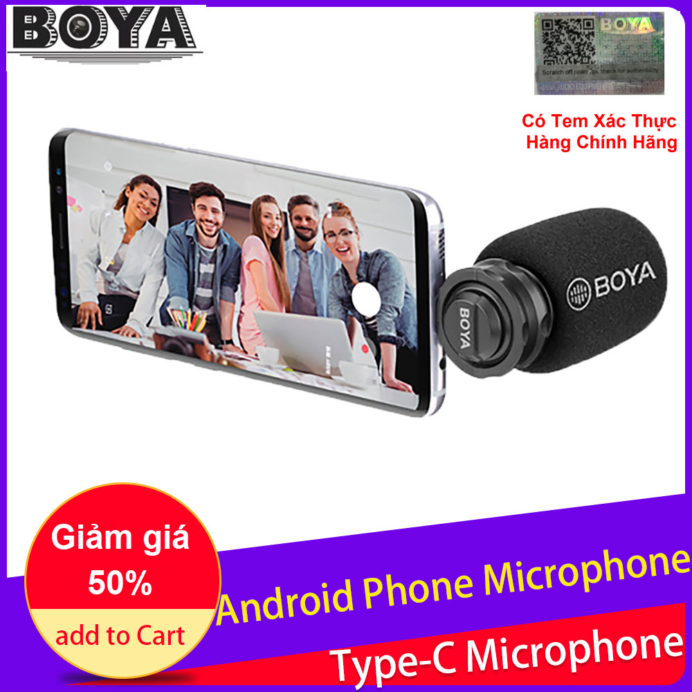 Microphone chuyên nghiệp boya , dành cho smartphone android - type c by-dm100 - micro thu âm kĩ thuật số đầu cắm usb type-c boya by-dm100