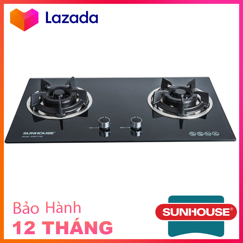 [Sunhouse Chính Hãng] ⛽⛽Bếp gas âm kính Sunhouse SHB7736⛽⛽-  Bảo Hành Chính Hãng Toàn Quốc 24 Tháng