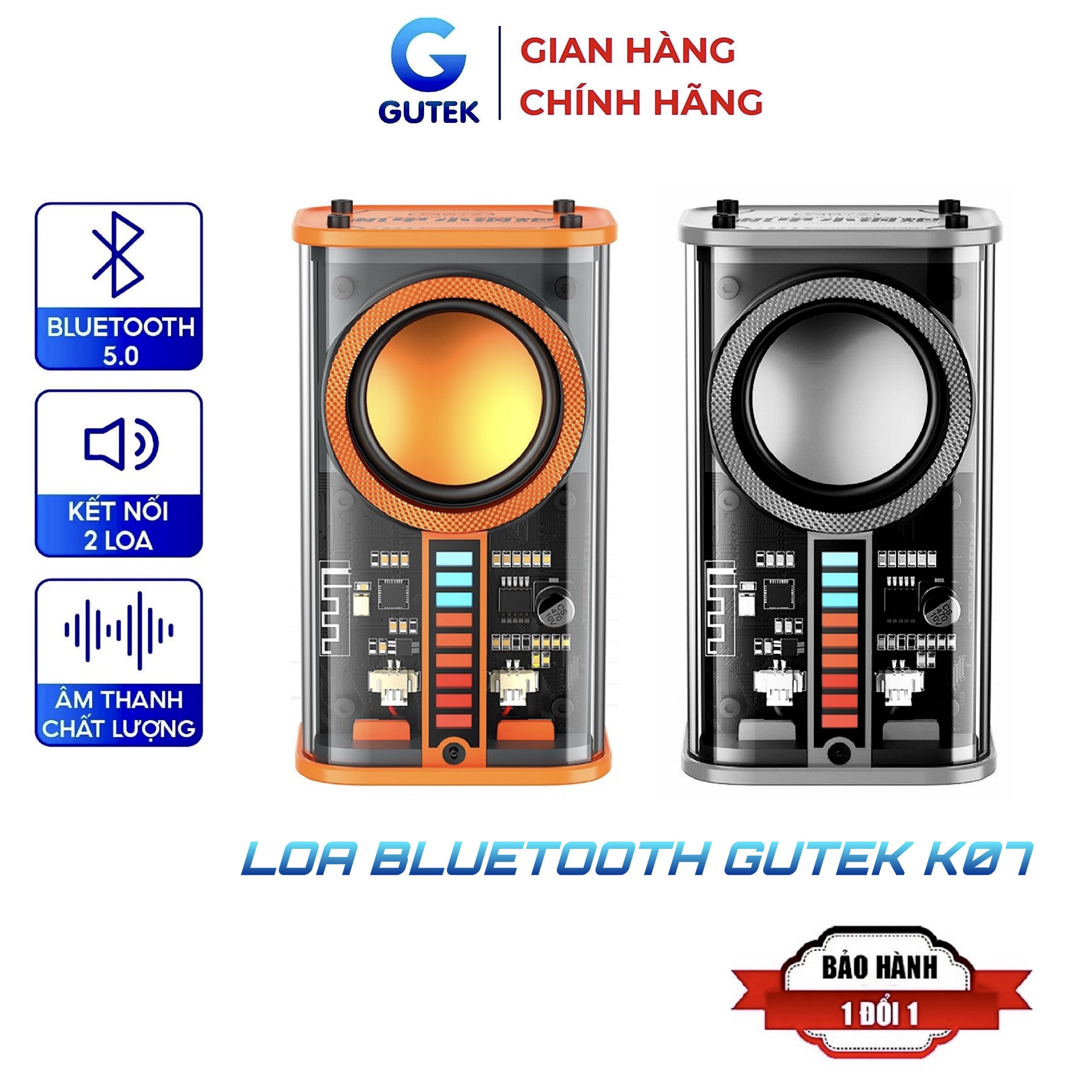 Loa bluetooth mini Gutek K07 nghe nhạc không dây bass rung công suất cao