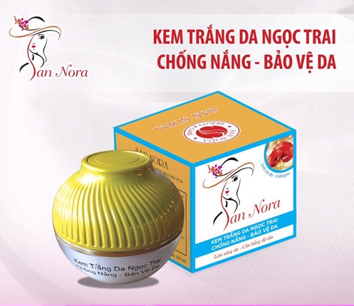 Mỹ phẩm sannora - Kem san nora trắng da ngọc trai chống nắng bảo vệ da kem Linh chi đỏ và Collagen 18g