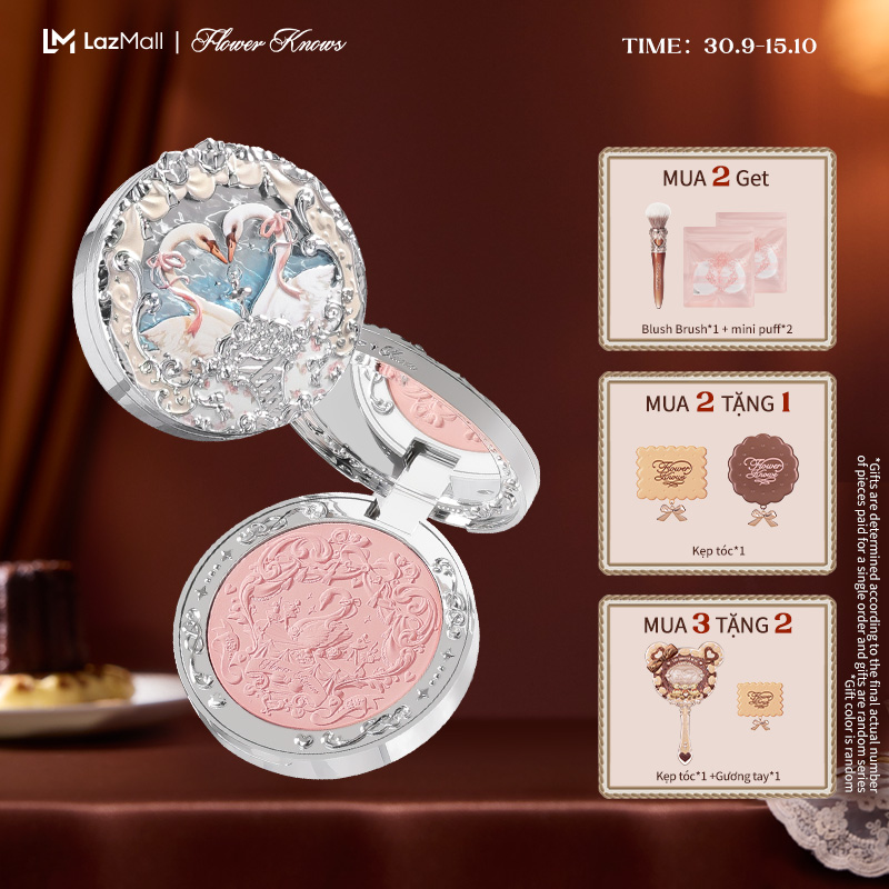 Flower Knows Phấn Má Hồng Dạng Lăn Hình Thiên Nga 5g Không kén da Swan Ballet Collection