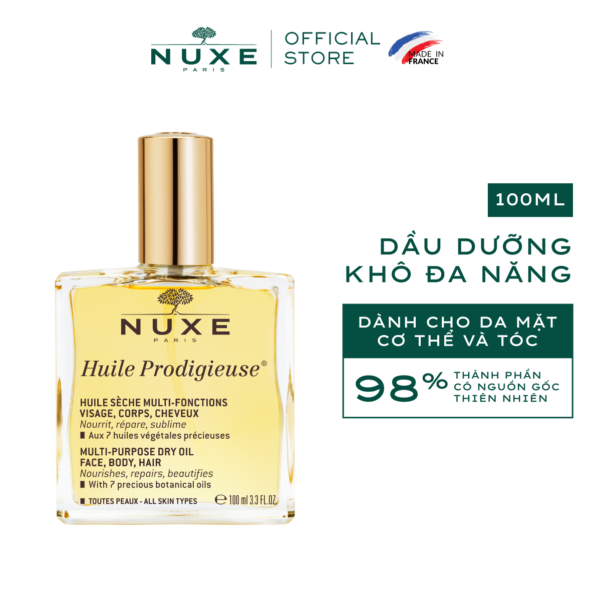 Combo dầu dưỡng đa năng Nuxe Huile Prodigieuse 100ml