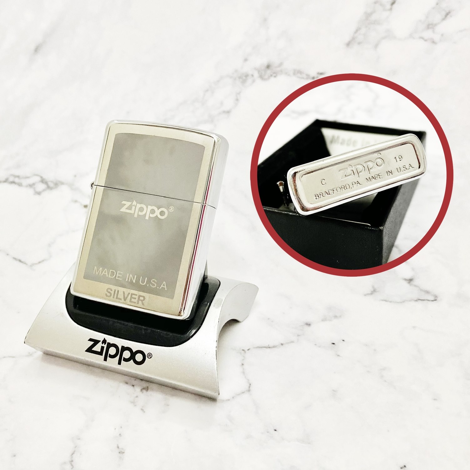 [HCM]Bật Lửa Zippo USA Chính Hãng Khắc Hoa Văn- Zippo Mỹ Cao Cấp Full Hộp Tem Đỏ - Zippo Bạc