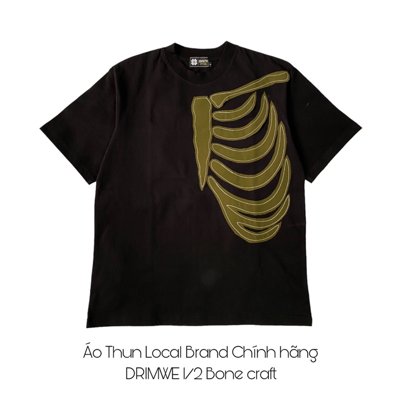 Áo Thun Chính Hãng DRIMWE 1/2bone Craft unisex Form Rộng