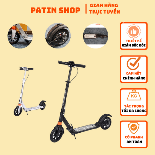 Xe Scooter Người Lớn ALS/Centosy A5D chính hãng, cao cấp, có phanh đĩa, giảm sóc, điều chỉnh được chiều cao, gấp gọn tiện lợi