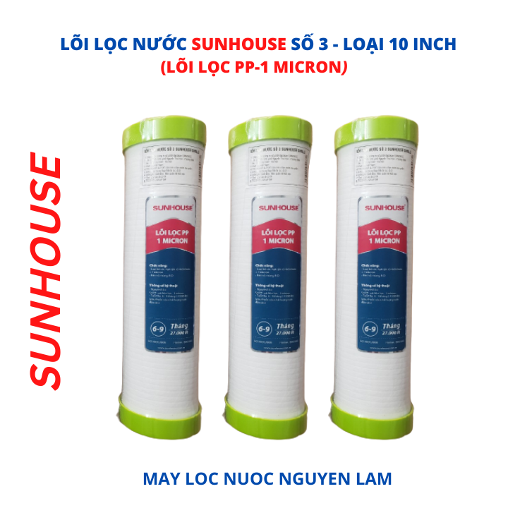 Lõi lọc nước sunhouse số 3 loại 10 inch - lõi lọc pp 1 micron