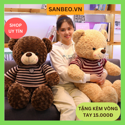 Gấu Bông Teddy Siêu To Khổng Lồ, Dễ Thương, Chất Liệu Bông Cao Cấp, Phù Hợp Làm Quà Tặng Ý Nghĩa Size 60cm, 80cm, 1m, 1m2 ,1m4, 1m6 - SANBEO.VN