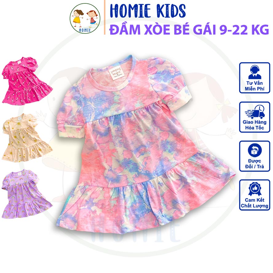 Đầm cho bé gái 922 kg set váy đầm xòe cotton bé gái mặc mát họa tiết hình in bông hoa trái cây dễ thương Homie Kids