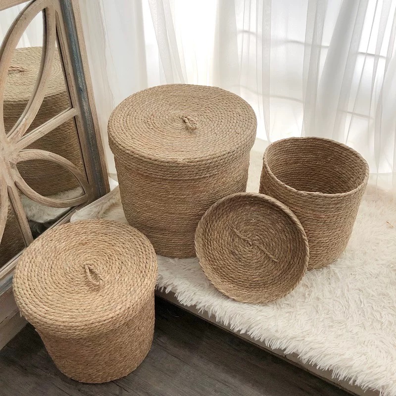 Giỏ cói đựng đồ, giỏ cói đựng quần áo có nắp đậy