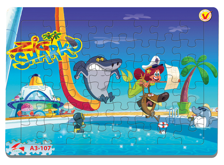 Tranh xếp hình kích thích trí não cho bé A3 - 48 mảnh Jigsaw Puzzle Tia Sáng - Zig & Sharko