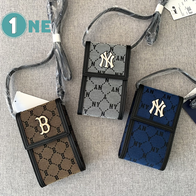 Túi MLB Diamond Monogram Jacquard Cell Phone Cross Bag New York Yankees  Beige