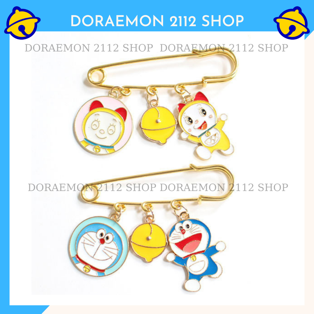 Ghim cài áo trang trí hình kim tây họa tiết Doraemon