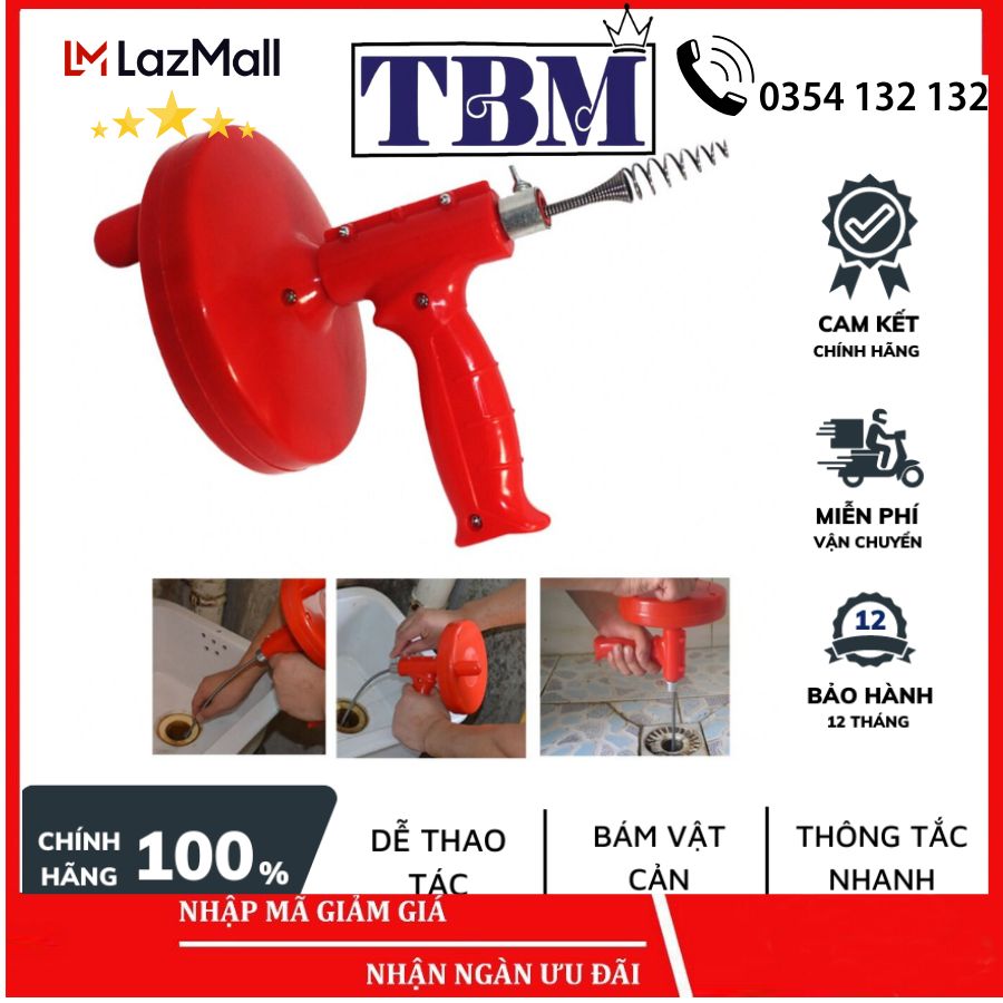 Cáp thông cống, dụng cụ thông cống 15m cây thông tắc bồn cầu, Thông Tắc Cống. Thông Cống Nghẹt. Dụng Cụ, Máy Thông Cống Dây Dài 5m Chuyên Nghiệp Dạng Lò Xò, Dễ Dàng Sử Dụng, Thông Tấc Nhanh Chóng Chỉ Trong 5s