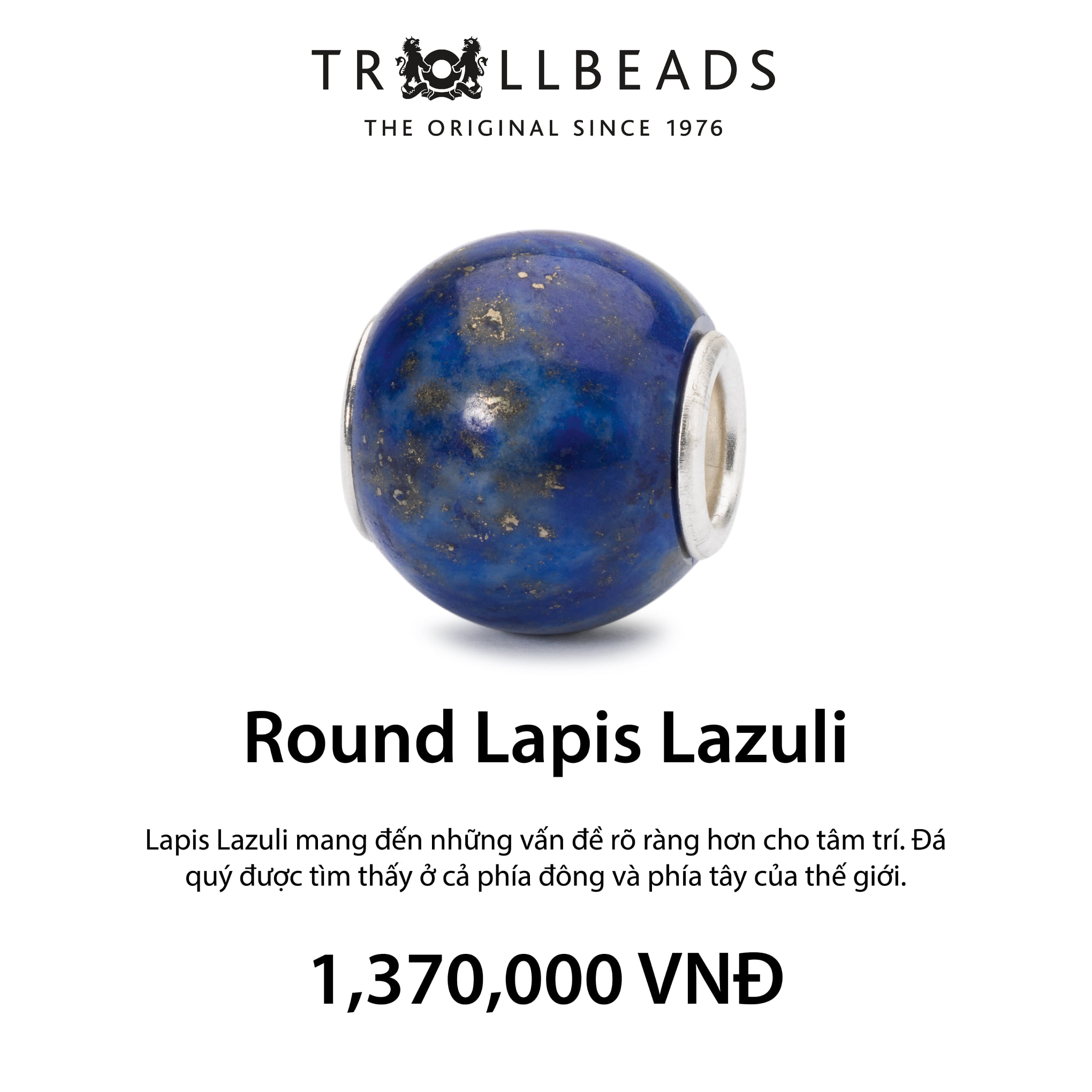 Trollbeads đá quý tự nhiên round lapis lazuli - tstbe-00019