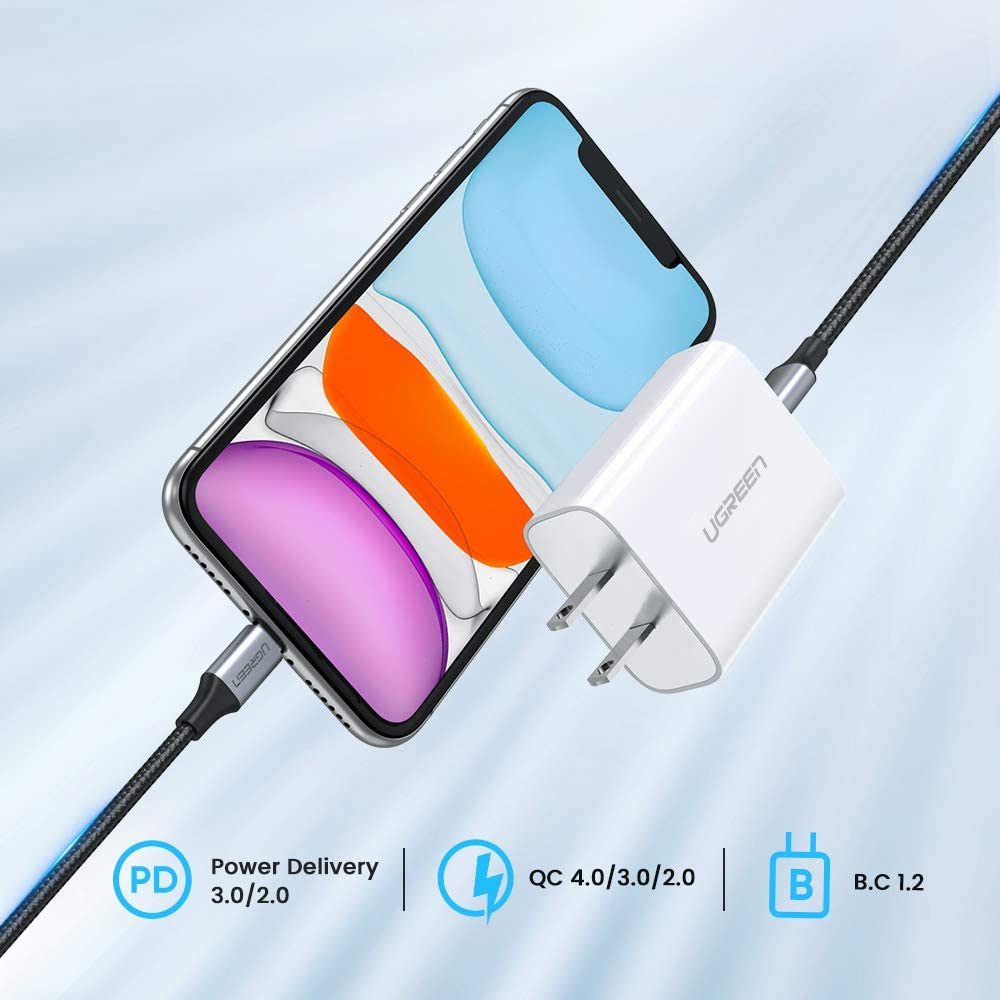 Sạc USB-C PD 18W UGREEN CD137 60449 - Hỗ trợ sạc nhanh PD 18W 50% pin trong 30 phút cho iPhone 11 Pro Max/ iPhone 11 Pro / iPhone Xs Max / iPhone 8 Plus, sạc nhanh Quick Charge 4.0, 3.0 cho Samsung / Android Sạc USB-C PD 18W UGREEN CD137 60449 - Hỗ trợ sạc nhanh PD 18W 50% pin trong 30 phút cho iPhone 11 Pro Max/ iPhone 11 Pro / iPhone Xs Max / iPhone 8 Plus, sạc nhanh Quick Charge 4.0, 3.0 cho Samsung / Android