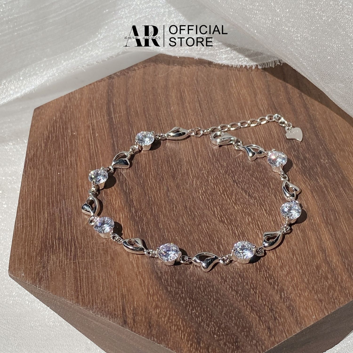 Lắc tay bạc nữ 925 xi bạch kim vòng tay Nari-Aura Silver-LT16