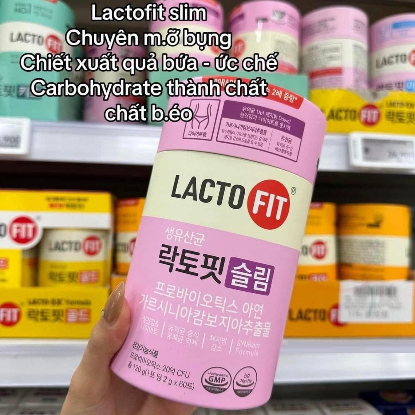 HỘP 60 GÓI - Men Vi Sinh Giảm Cân Lactofit Slim - LACTO FIT GIẢM MỠ BỤNG HỒNG TÍM HÀN QUỐC