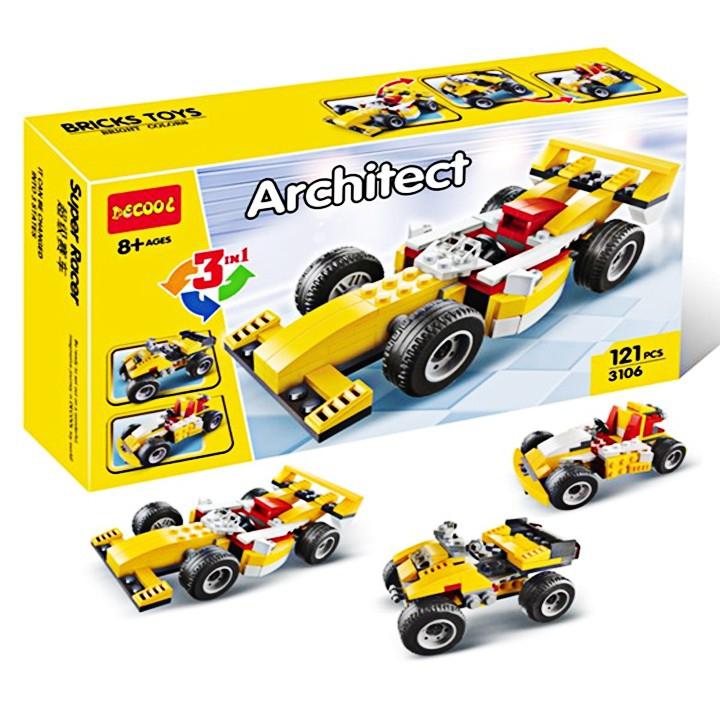 Tặng dụng cụ tháo lắp - đồ chơi lego lắp ráp xe đua 3 trong 1- 121pcs
