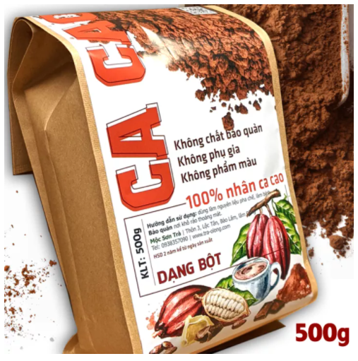 500gr bột ca cao organic nguyên chất 100% mộc sơn chuẩn xuất khẩu
