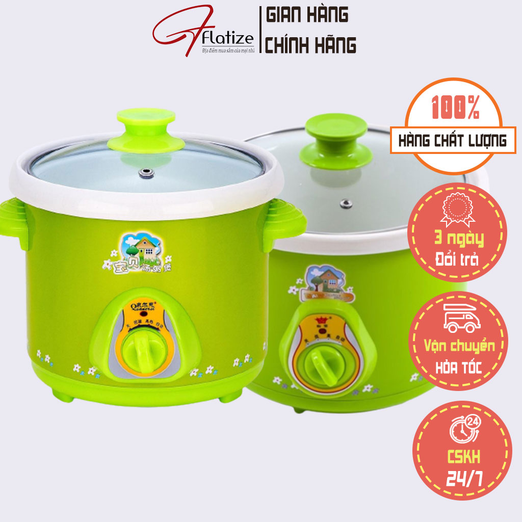 Nồi nấu cháo, nồi kho cá điện màu xanh 1,5l, nồi hầm cháo, nồi nấu chậm đa năng, nồi nấu phở - FLATIZE