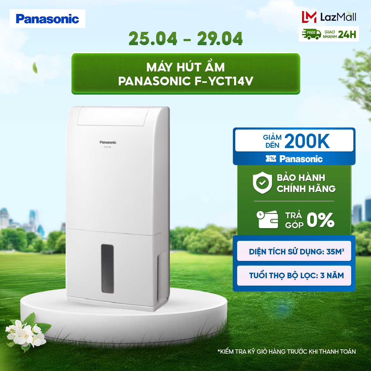 Máy hút ẩm Panasonic F-YCT14V - 3 chế độ linh hoạt - Công suất hút ẩm 14L/Ngày - Hàng chính hãng