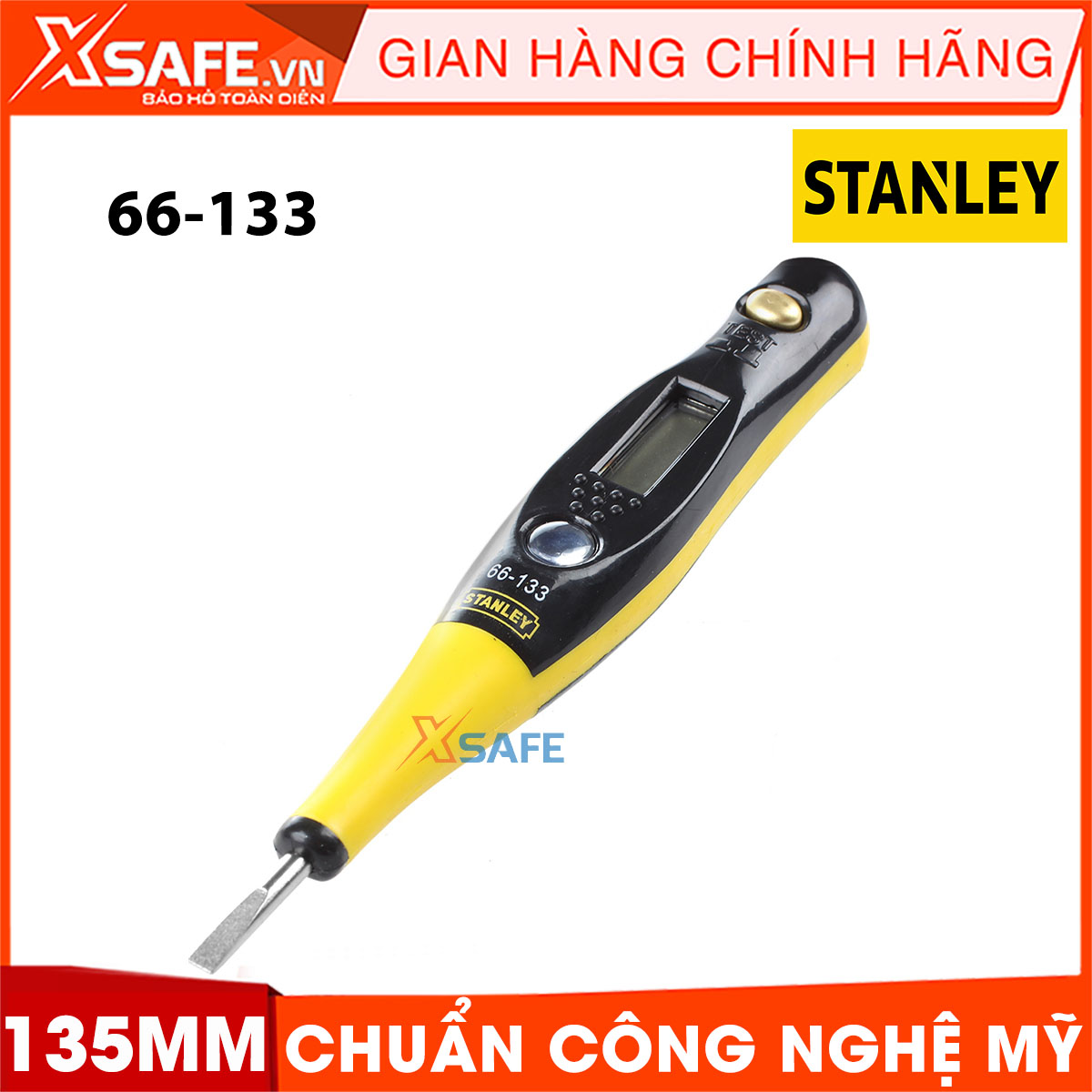 Bút thử điện điện tử STANLEY 66-133 135mm. Bút thử điện điện tử Stanley được làm từ chất liệu chuyên biệt, màn hình điện tử hiển thị nhanh và chính xác, vỏ bọc bằng nhựa và đầu bút là thép cứng