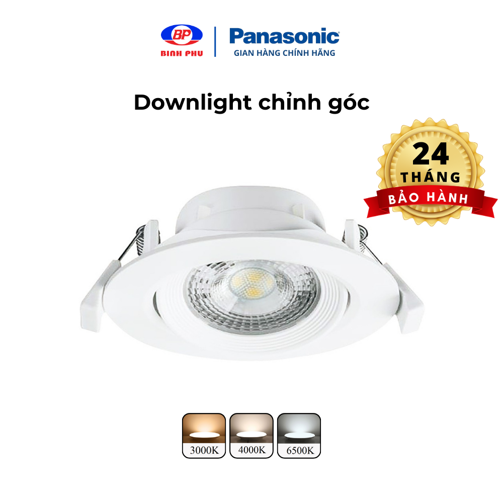 Đèn LED âm trần Downlight Đơn sắc Chỉnh góc Panasonic Công suất lỗ khoét phi 80mm