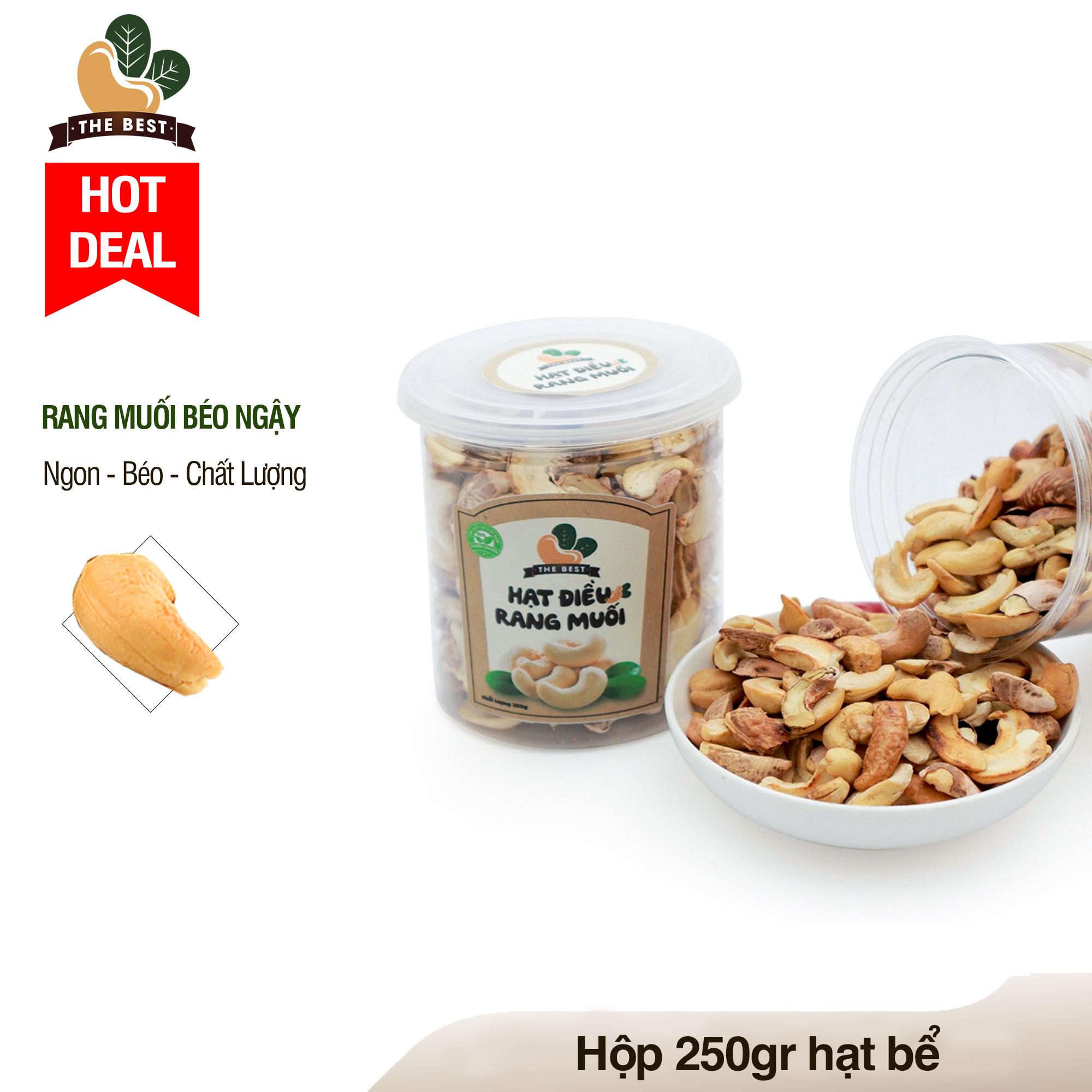 Hộp hạt điều rang muối loại bể Bình Phước Cao Cấp  250gr  - Tiêu Chuẩn Xuất Khẩu Thương Hiêu The Best