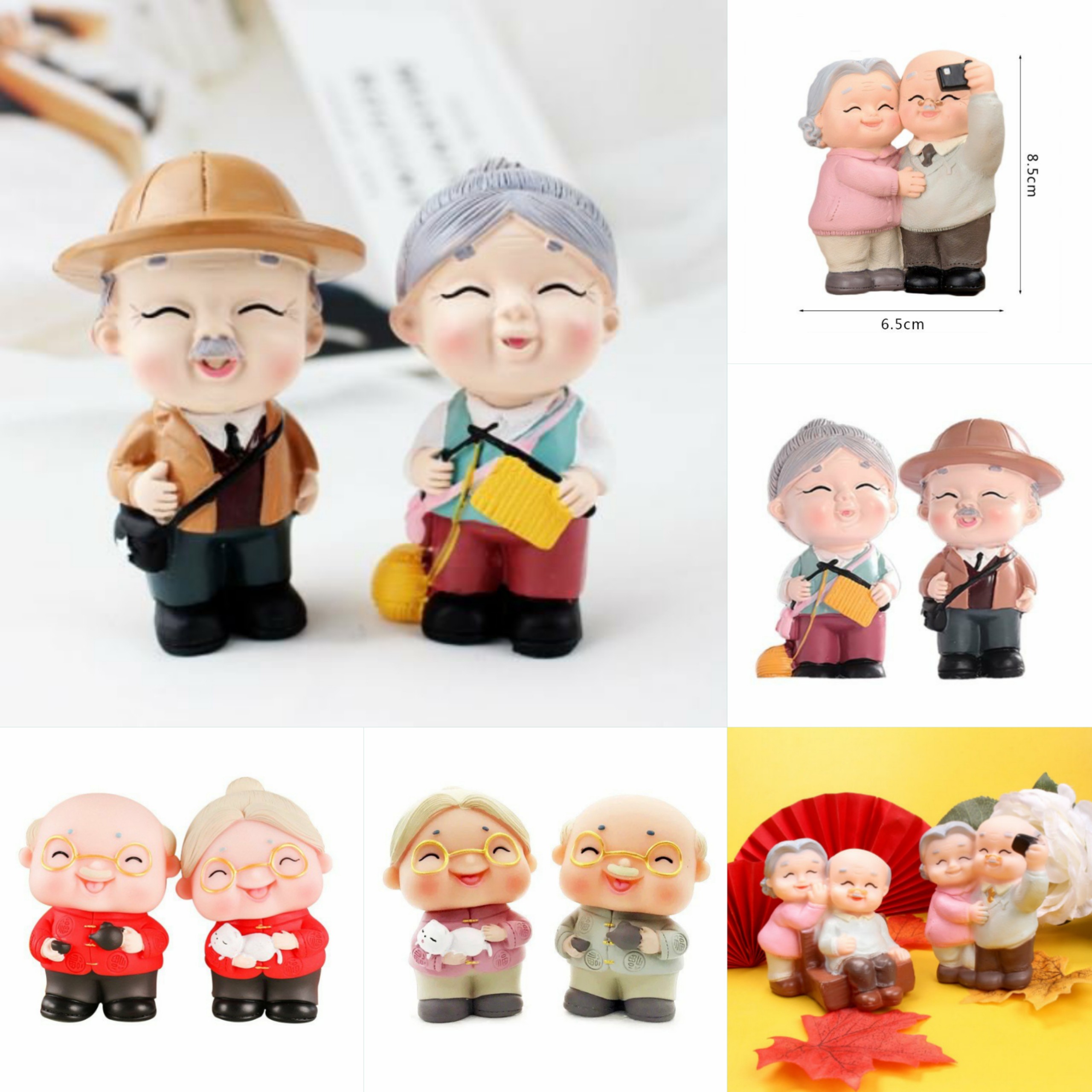 Phụ kiện bánh sinh nhật cặp đôi ông bà trang trí bánh kem bánh sinh nhật