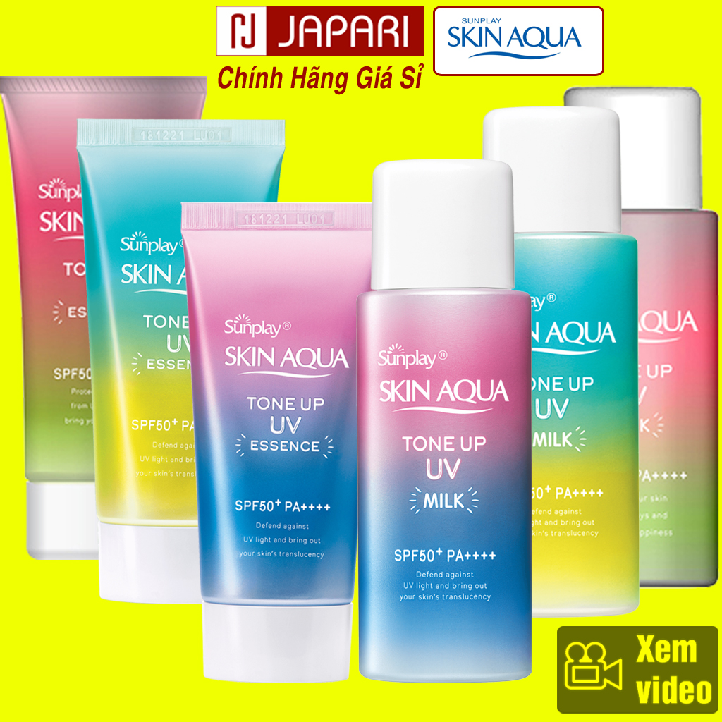Kem Chống Nắng Skin Aqua Tone Up UV Kiềm Dầu Nâng Tone CHÍNH HÃNG 50g - Kem Chống Nắng Cho Da Mặt  Và Body Toàn Thân Da Dầu Mụn, Da Khô, Da Nhạy Cảm, Hỗn Hợp - Sữa Chống Nắng Sunplay - KCN SkinAqua- Mỹ Phẩm GENBB