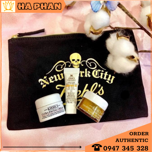 Set Kiehls gồm Kem chống nắng, kem dưỡng ẩm, kem dưỡng chuyên sâu Kiehl + 1 túi đựng
