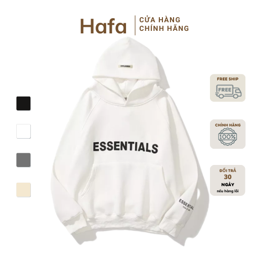 Áo khoác hoodie essentials nam nữ, form rộng unisex chất nỉ bông dày hdas 908