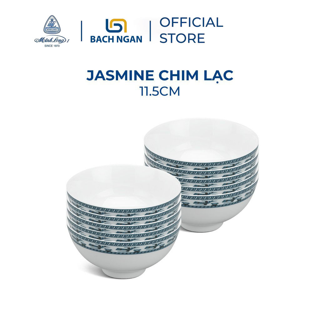 Bộ 10 Chén sứ cao cấp Minh Long Jasmine chim lạc 11.5cm dùng ăn cơm trong gia đình, đãi khách hay tặng tân gia, bạn bè người thân.
