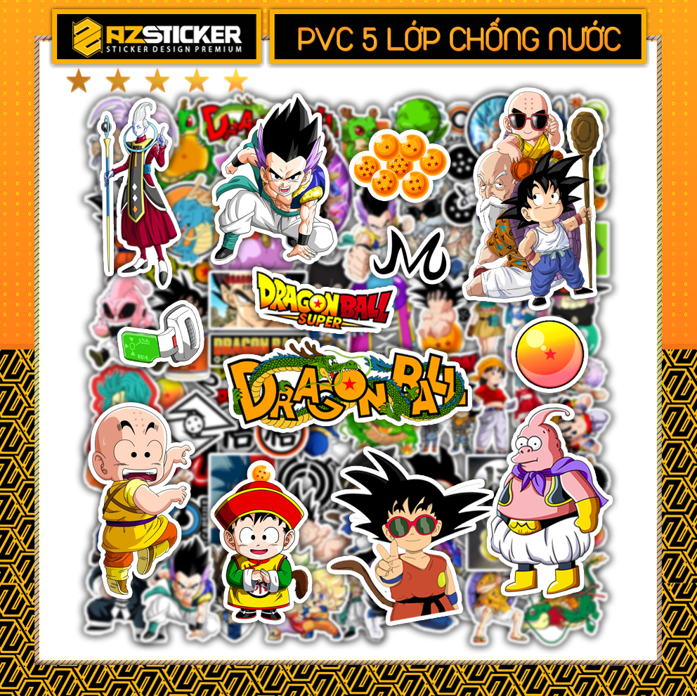 Sticker Dragon Ball - 7 Viên Ngọc rồng | Dán Nón Bảo Hiêm, Điện Thoại, Laptop, Bình Nước...Chống Nước