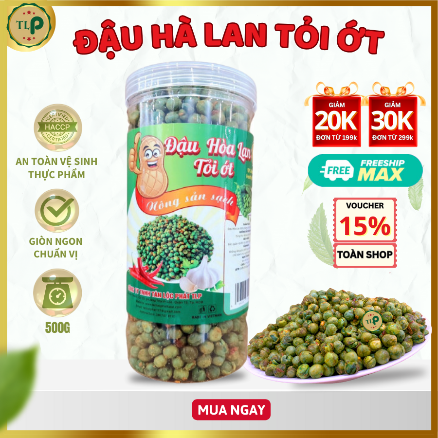 Đậu hà lan tỏi ớt tân lộc phát - hũ 500g