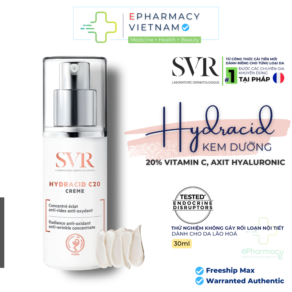 Kem dưỡng sáng da, chống lão hóa SVR Hydracid C20 Crème 30ml
