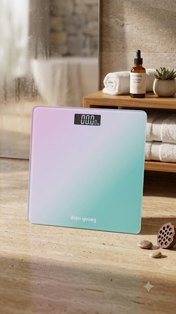 [TẶNG PIN] Cân Điện Tử Sức Khỏe Điện Quang Mặt Kính Cường Lực Chịu tải 180kg - Bảo hành 12 tháng