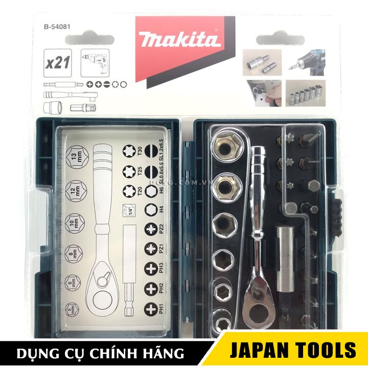 Bộ mũi vít và socket makita b-54081 | japan tools