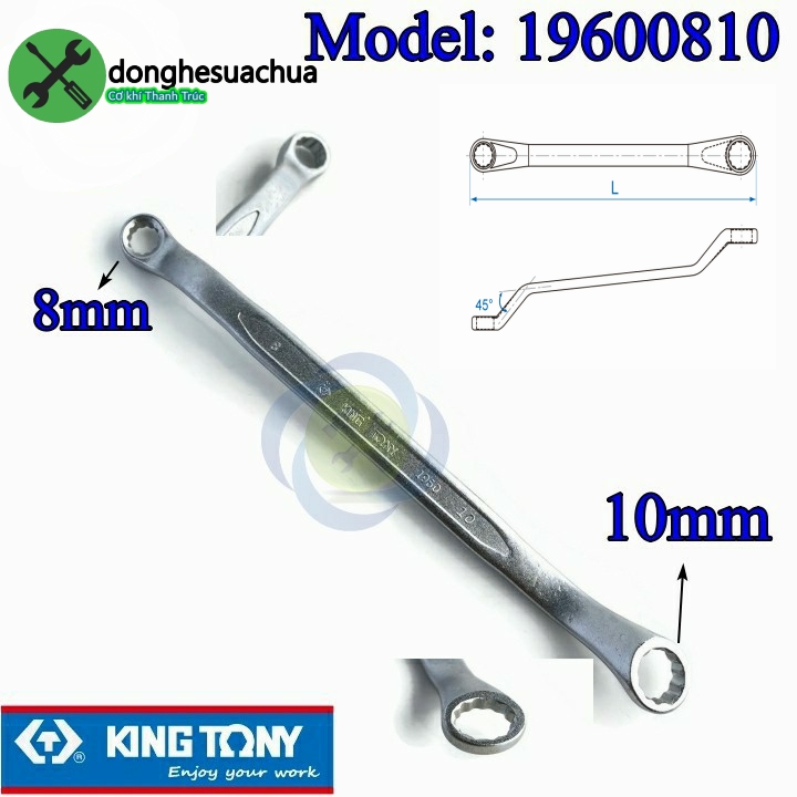 Cờ lê hai đầu tròng 08mm và 10mm kingtony 19600810