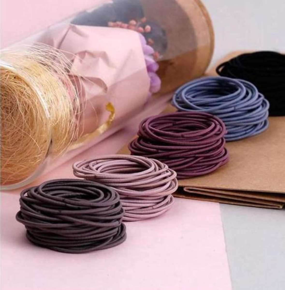 (Bộ 100 CÁI) Dây thun buộc tóc, Set 100 dây thun buộc tóc - dây cột tóc, thun buộc tóc,Túi Cột tóc, buộc tóc chun scrunchies siêu bự tiện lợi, xinh sắn