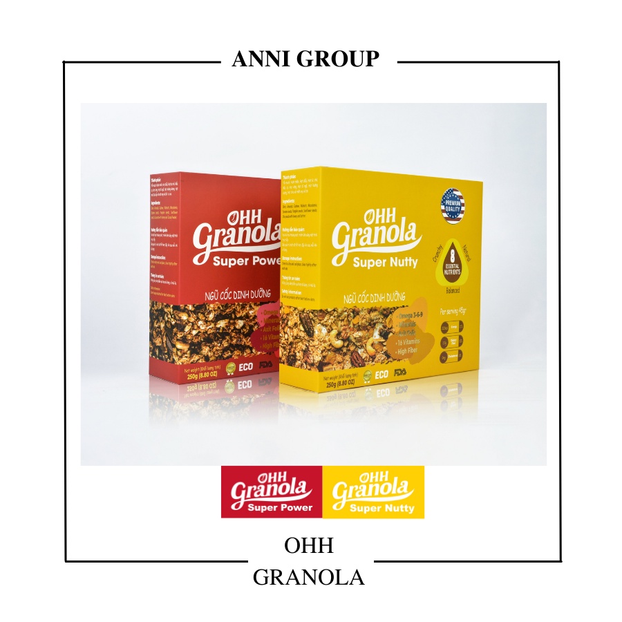 Ngũ Cốc Ăn Keto Granola - Combo 02 Ăn Kiêng Ohh Granola Nutty + Power